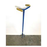 Blue and Yellow Garden Cultivator Tool with Tines