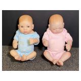 Pair of Silicone Reborn Baby Dolls in Blue and Pink Rompers, These Dolls Are Anatomically Correct