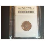1950-D United States Jefferson Nickel ANACS Graded MS 65 5 Steps