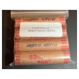 Four Rolls of Mixed Wheat Back Cents