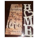Decorative Home Sign Set with Biblical Verse and Lettering