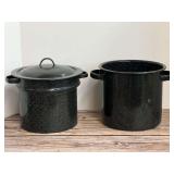 Black Speckled Enamelware Canning Pot with Insert and Lid