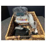 Mixed Lot of DVDs, Blink Camera, Pet Cat Water Fountain, and Basket and More