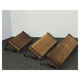 Set of Three Wooden Wall Shelves with Metal Brackets