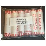 Six Rolls of Uncirculated Shield Cents