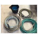 Assorted Garden Hoses and Buckets