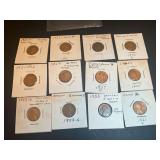 Lot of Twelve Lincoln Cents Including Die-Break Errors and Varieties