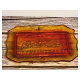 Vintage Amberina Glass "The Last Supper" Tray, Believed to Be Vintage Indiana Glass