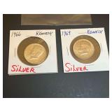 Lot of Two 40% Silver Kennedy Half Dollars (1966 and 1969-D)