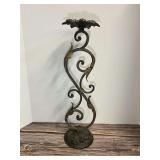 Wrought Iron Scrollwork Pillar Candle Holder