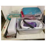 Assorted Plastic Storage Bins, Baskets, and Organizers