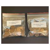 Lot of Two Bags of 75 Canadian Copper Cents