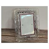 Crystal Picture Frame with Frosted Leaf and Flower Design, believed to be Vintage Princess House Heritage Romance Collection