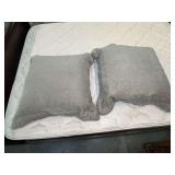 Set of Two Large Gray Textured Throw/Accent Pillows