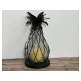 Black Metal and Glass Pineapple Design Candle Lantern