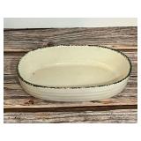 "Apple Garden" Oval Stoneware Bowl with Hand-Painted Apple Motif
