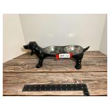 Cast Iron Dachshund Dog Double Pet Bowl Stand