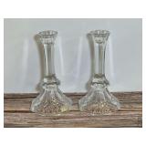 Pair of Cut Glass Crystal Candlesticks