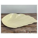 Ceramic Leaf Shaped Serving Platter in Cream
