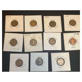 Assorted Wheat Cents in 2x2s and Envelopes, Approx. 40 Coins