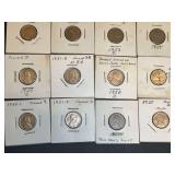 Collection of Twelve Lincoln Cents Including Die-Break Errors