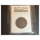 1848 United States Braided Hair Large Cent ANACS Graded Fine Details Net VG 8