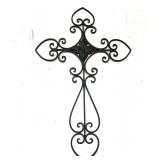 Black Metal Scrollwork Decorative Wall Cross