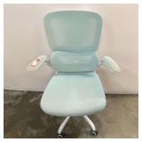 Mesh Task Chair with Adjustable Lumbar Support and Casters, Light Blue