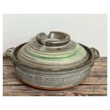 Studio Pottery Casserole Dish with Lid and Integrated Ashtray Handle