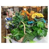 Assorted Artificial Foliage and Floral Arrangements in Pots and Baskets