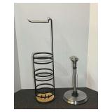 Kitchen Organizer Set including Standing Toilet Paper Holder and Stainless Steel Paper Towel Holder