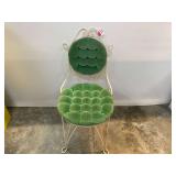 Metal Frame Vanity Chair with Tufted Green Velvet Upholstery