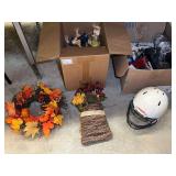 Miscellaneous Lot Including Riddell Football Helmet, Seasonal Decor, Media, and Household Items