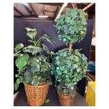 Set of Two Artificial Potted Plants in Woven Baskets