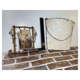 Native American Themed Wall Hanging and Embossed Metal Wall Pocket