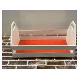 Wooden Storage Crate with Handles, Red and White Painted Finish