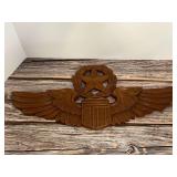 Hand Carved Wooden US Army Air Corps Pilot Wings Wall Plaque