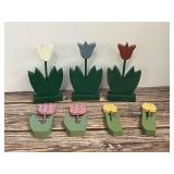 Wooden Tulip Decorative Tabletop Decor Set