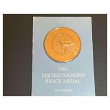 1984 United Nations Peace Medal Struck in Solid Bronze by Franklin Mint
