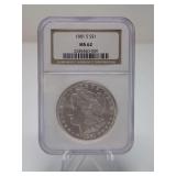 1881-S MORGAN SILVER DOLLAR COIN, NGC GRADED MS62