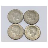 FOUR 40% SILVER KENNEDY HALF DOLLAR COINS