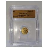 1/1000TH OZ GOLD ROUND, ICG GRADED MS70