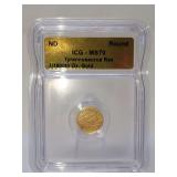 1/1000TH OZ GOLD ROUND, ICG GRADED MS70