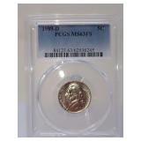 1989-D JEFFERSON NICKEL, PCGS GRADED MS63 FS