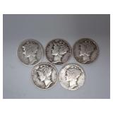 (5) VINTAGE MERCURY DIMES