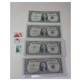 $1 SILVER CERTICATES & STAMP COLLECTION