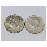 PAIR OF 1964 KENNEDY SILVER HALF DOLLAR COINS