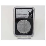 2021-W 1 OZ FINE SILVER EAGLE DOLLAR COIN, EAGLE LANDING T- 2, SILVER SPECIAL LABEL, LIMITED TO 5,000, NGC GRADED MS70
