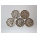 (5) VINTAGE MERCURY DIMES