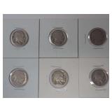 (6) VINTAGE BUFFALO NICKELS (DATES NOT VISIBLE)